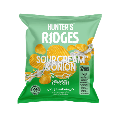 Hunter’s Ridges, Thin-Cut Hand Cooked Potato Chips – Sour Cream & Onion