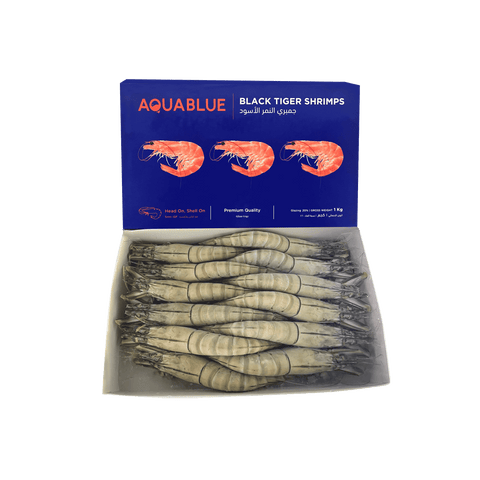 Aquablue, Black Tiger Heads On Shell On Shrimps (HOSO- 13/15) (1 KG)