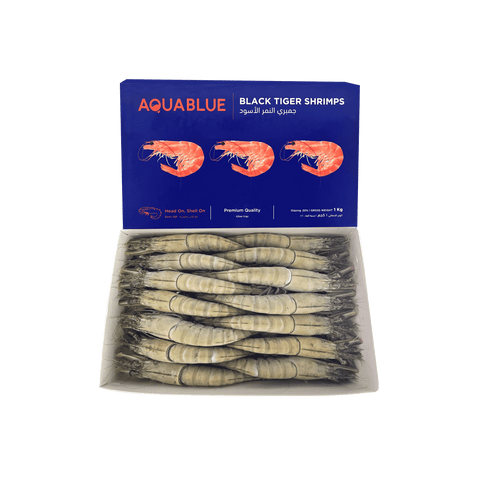 Aquablue, Black Tiger Heads On Shell On Shrimps (HOSO- 16/20) (1 KG)