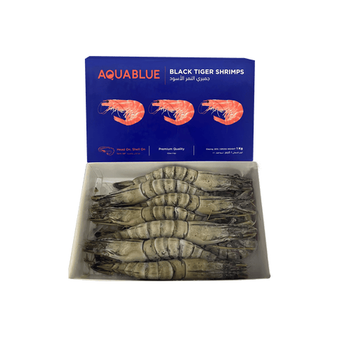 Aquablue, Black Tiger Heads On Shell On Shrimps (HOSO- 6/8) (1 KG)