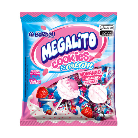 Berbau, Megalito Cookies & Cream Strawberry Lollipops