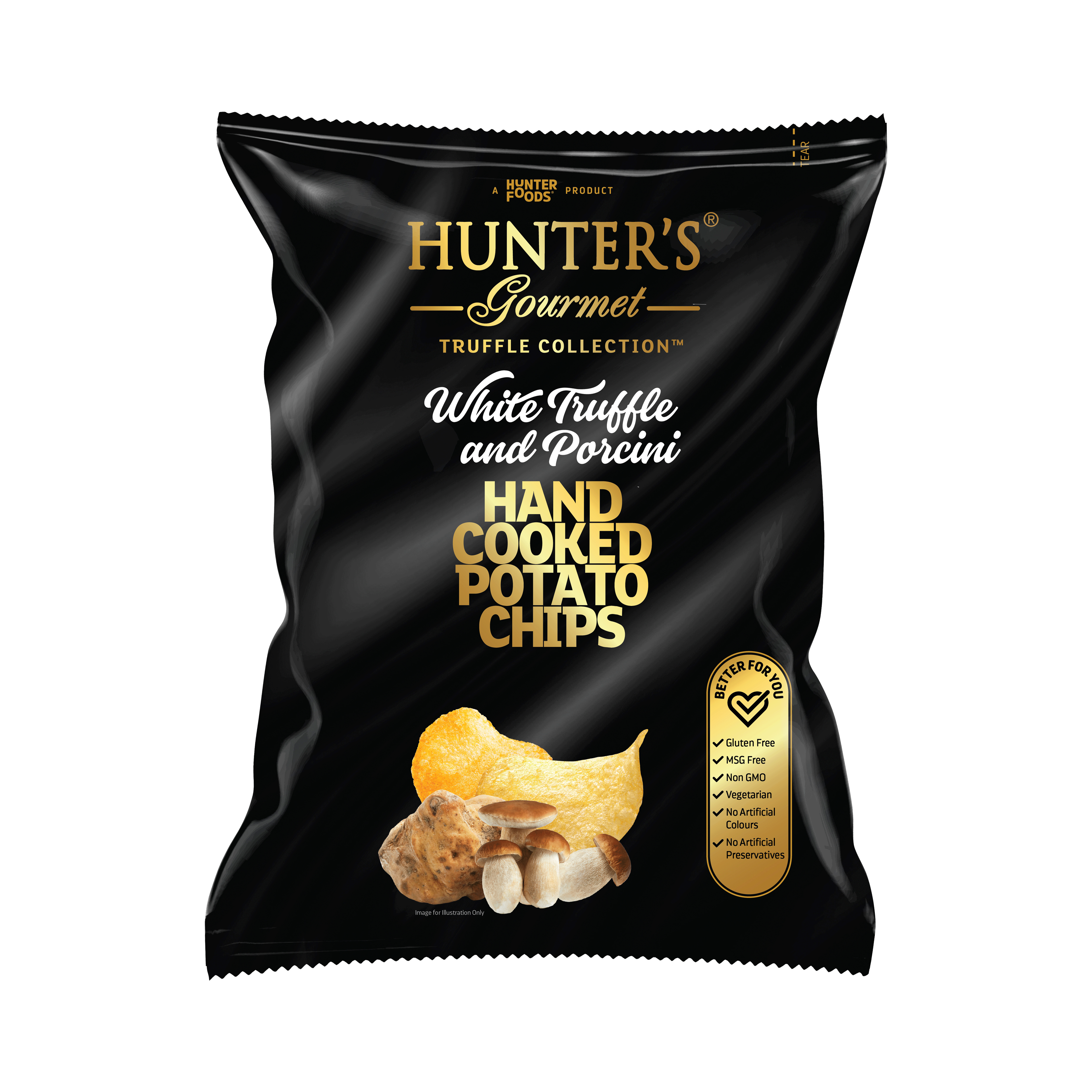 Hunter’s Gourmet, Hand Cooked Potato Chips – White Truffle & Porcini ...